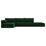 Mazzini Sofas Temno zelena žametna kotna sedežna garnitura (levi kot/z ležalnikom) Vanda – | Shoptok.si