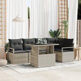 vidaXL 6-delni vrtni kavč set z blazinami svetlo siva poli ratan | Shoptok.si