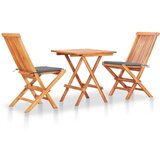 vidaXL 3-dijelni bistro set sa sivim jastucima od masivne tikovine Cijene