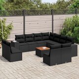  12-dijelni set vrtnih sofa od poliratana s jastucima crni | shoptok.hr