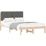  Krevetni okvir s tapiciranim uzglavljem Tamno siva 135 x 190 cm | shoptok.hr