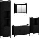 Set ormarića za kupaonicu 4 kom. Crni hrast 40 x 36 x 181 cm - Crni hrast Ormar ispod sudopera (3 vrata) + viseći ormar + kupaon | shoptok.hr