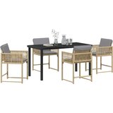 vidaXL 5-dijelni set vrtne blagovaonice s jastučićima bež poli rattan | shoptok.hr