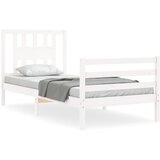 The Living Store Posteljni okvir z vzglavjem bel trden les - Posteljni Okvir, (21529154) | Shoptok.si