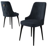 Hanah home set trpezarijskih stolica Enoa 4 kom, antracit tkanina Babyface, crne drvene noge | Eponuda.com