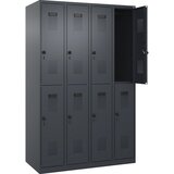C+P Dvonadstropna garderobna omara Evolo PLUS, 4 deli, sive barve, Š 1200 mm, talni drsniki, vrtljiv zapah | Shoptok.si