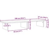  Stalak za monitor bijeli 100 x 27 x 15 cm od konstruiranog drva | shoptok.hr