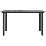  Vrtni blagovaonski stol crni 200x100x74 cm čelik i kaljeno staklo | shoptok.hr