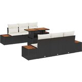  7-delni vrtni jedilni set z blazinami črna Poli ratan acacia, (22093557) | Shoptok.si