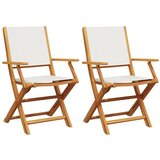 Maison Chic Vrtni Stoli - Stol za vrt 2 kosa kremno bel trden akacijev les in blago JS507, (21877592) | Shoptok.si