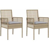  Vrtna stolica s jastukom 2 pcs Bež 55 x 53 x 85 cm poliratan | shoptok.hr