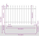  Ograja za vrt z vrhom v obliki sulice Siva 15,3x1,2 m Jeklo | Shoptok.si