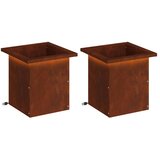  Vrtna posuda za sadnju s LED svjetlom 2 kom. Rđa - Otporni čelik 30 x 30 x 30 cm 2 | shoptok.hr