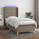  box spring s madracem LED smeđesivi 100x200 cm tkanina | shoptok.hr