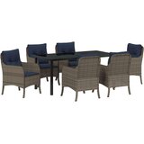 vidaXL Vrtni set za objed s jastukom 7 pcs Siva poliratan - 6 sjedala 160 cm | shoptok.hr