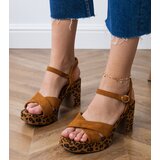 D/CEO Brown eco-suede block heel sandals Dures | shoptok.hr