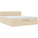  Otomanski posteljni okvir z vzmetnicami krem 200x200 cm blago, (21653311) | Shoptok.si