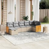 Maison Chic Seti vrtnega pohištva - Vrtna garnitura - Vrtni pohištvo set 7-delna z blazinami bež poli ratan, (21801596) | Shoptok.si