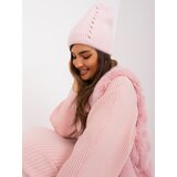 Fashion Hunters Women's winter hat in light pink color Cene