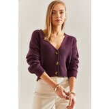 Bianco Lucci Women's Three-Button Corded Knitwear Cardigan Cene