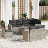 Maison Chic Seti vrtnega pohištva - Vrtna garnitura - Vrtni pohištvo set 9-delna z blazinami sv. siv poli ratan, (21803859) | Shoptok.si