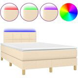  Box spring postelja z vzmetnico LED krem 120x190 cm blago | Shoptok.si