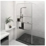 Den Pregrada za tuš s polico krom 80x195 cm ESG steklo in aluminij