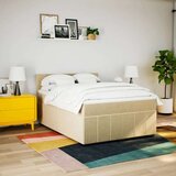 vidaXL Box spring postelja z vzmetnico krem 140x200 cm blago | Shoptok.si