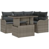 vidaXL 5-dijelni vrtni sofa set s jastučićima sivi poli ratan, 2-sjedni vrtni sofa s jastučićima sivi poli ratan Cijene