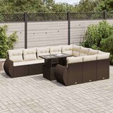 vidaXL 11-dijelni set vrtnih sofa od poliratana s jastucima smeđi | shoptok.hr