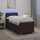  Krevet s box springom madracem i LED-om Tamno smeđa Tkanina - Tamno smeđa 90 x 190 cm Prošiveno gumbima Cijene