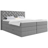 MID.YOU POSTELJA BOXSPRING 180 cm x 200 cm , tekstil, leseni material srebrne barve | Shoptok.si