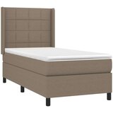  Box spring postelja z vzmetnico LED taupe 100x200 cm blago, (20900572) | Shoptok.si