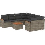  9-dijelni set vrtnih sofa od poliratana s jastucima sivi | shoptok.hr