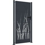 vidaXL vrtna vrata antracit 105 x 205 cm čelična s uzorkom trave | shoptok.hr