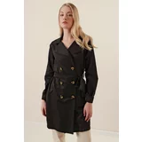 Bigdart 5864 Double Breasted Short Trench Coat - Black