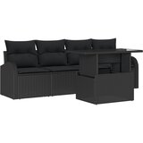 vidaXL 5-dijelni set vrtnih sofa s jastuči, crni poliratan, 2-sjedalna vrtna sofa s ladicom i jastuči crni poliratan | shoptok.hr