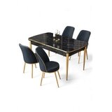 Hanah home Rasklopivi trpezarijski sto i stolice (5 delova) Nira Black Marble Gold Anthracite | Eponuda.com