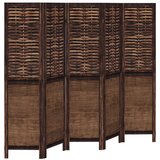 Maison Chic Paravan - Sobne pregrade 5-delni temno rjav trden les pavlovnije, (22111585) | Shoptok.si