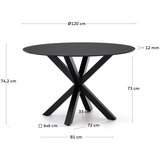 Kave Home Crni okrugao blagovaonski stol sa staklenom pločom stola ø 120 cm Argo – | shoptok.hr