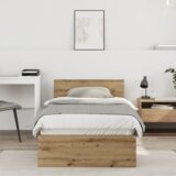 vidaXL posteljni okvir brez vzmetnice in naslona umetni hrast 90x200 cm | Shoptok.si