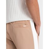 Ombre Men's sweatpants joggers with contrasting stripes - beige | Shoptok.si