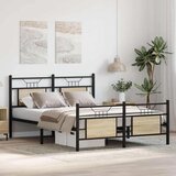 vidaXL Posteljni okvir brez vzmetnice hrast 140x190 cm inženirski les | Shoptok.si