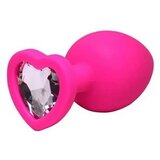 Silikonski analni plug | Srce Pink veličina S