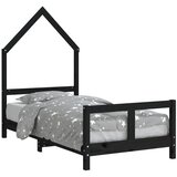  Okvir za dječji krevet crni 80 x 160 cm od masivne borovine | shoptok.hr