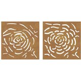 vidaXL Vrtni zidni ukrasi 2 kom 55 x 55 cm čelik COR-TEN uzorak ruže | shoptok.hr