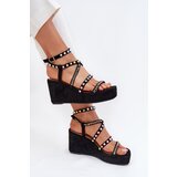 Boto Wedge Sandals For Women With Decoration On Straps Black Lunara | Shoptok.si