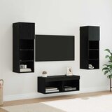vidaXL TV stene 4 pcs Črna Orehovina 40 x 30 x 30 cm Konstruiran les | Shoptok.si