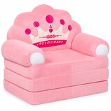  Reclining Armchair Sofa Lounger with Crown 2in1 For Children Soft Pink | Shoptok.si