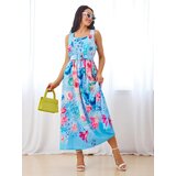 Resti Women's viscose midi dress with straps, featuring a belt in various floral patterns | shoptok.hr